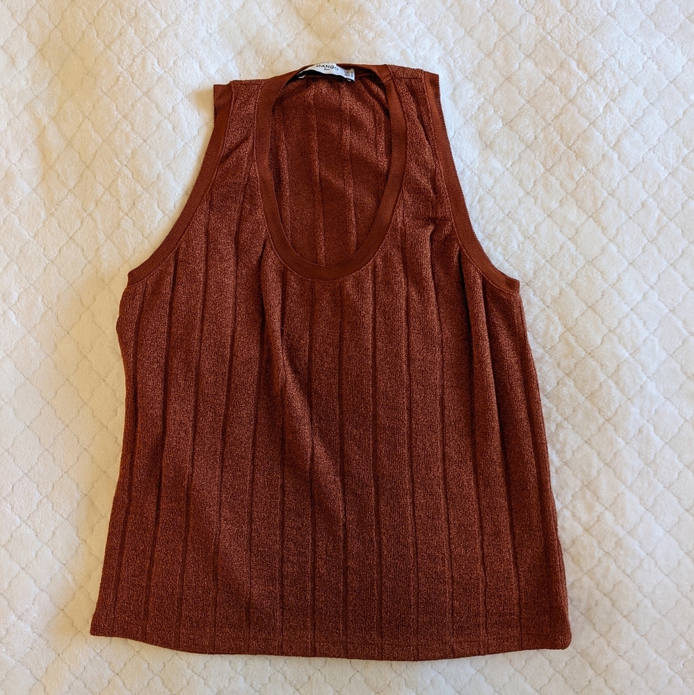 Mango Rust Knit Tank, size S